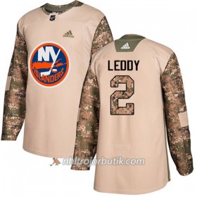 Män Ishockey New York Islanders Tröja Nick Leddy 2 Adidas 2017-2018 Camo Veterans Day Practice Authentic